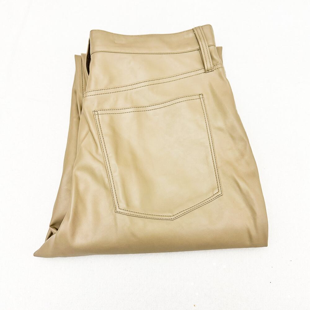Madewell The Perfect Vintage Straight Jean Khaki Faux Leather Denim Jean Size 31
